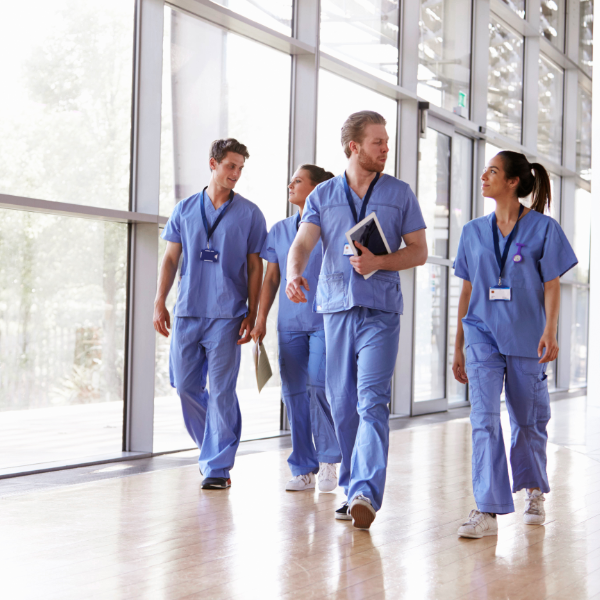 Medical Laundry Hospital Staff In Hall 02 600X600