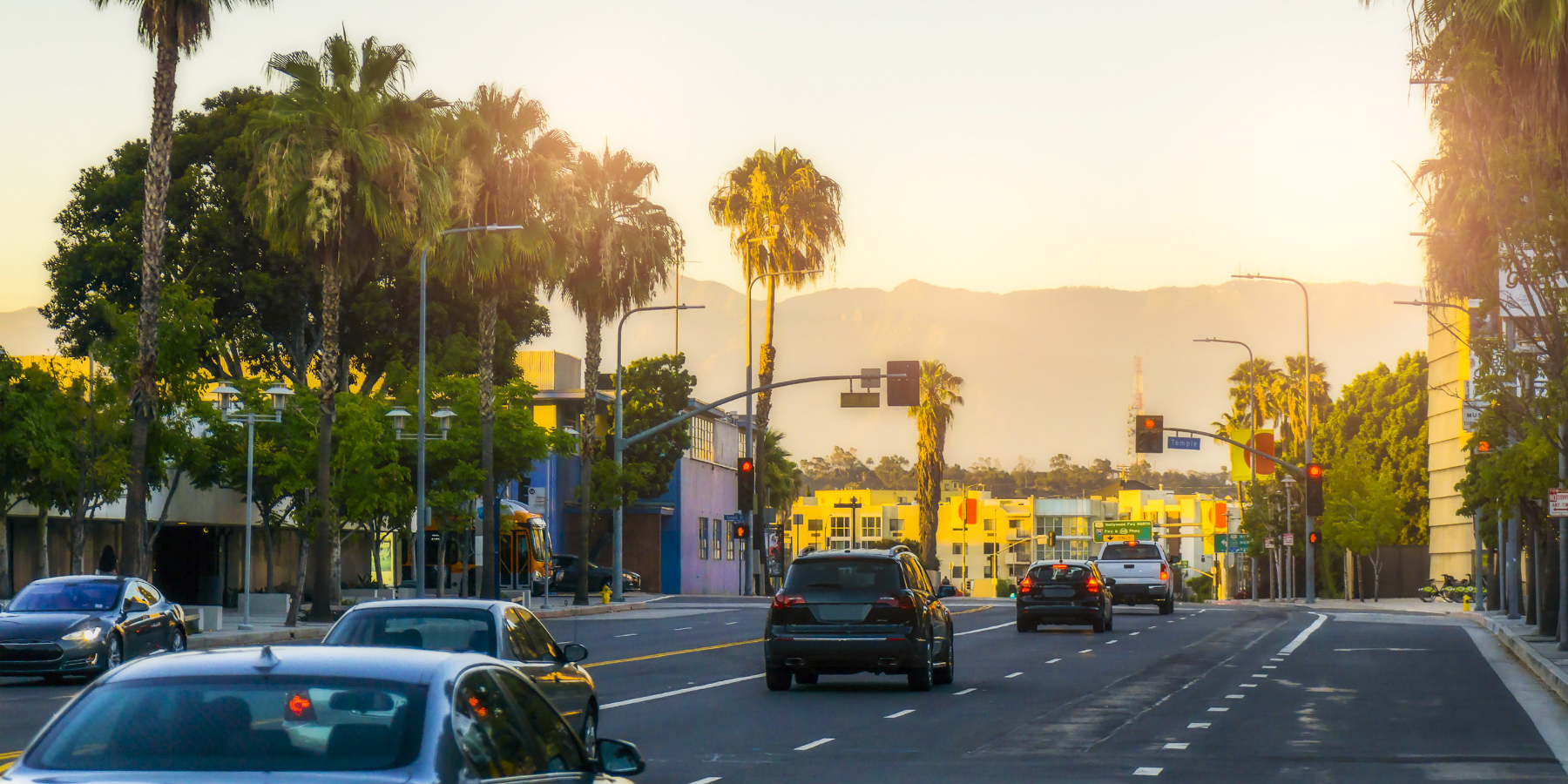 Los Angeles Street At Sunset
